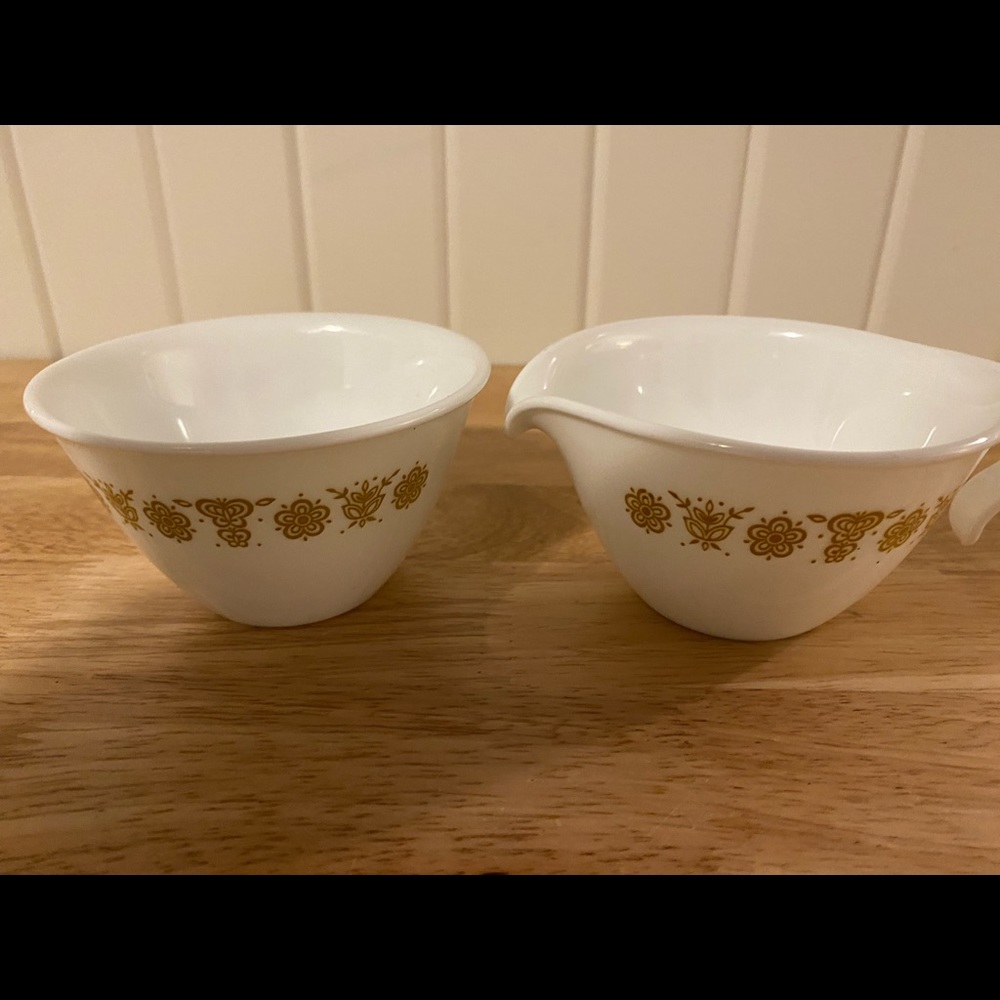 Corelle, butterfly, creamer and sugar bowl